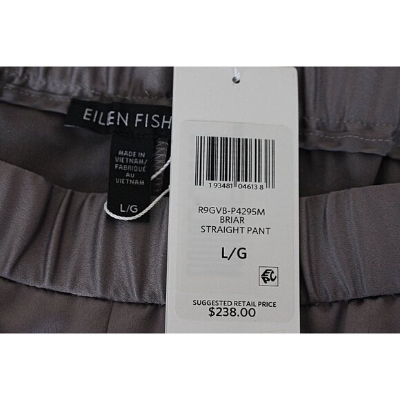 New w/Tags Eileen Fisher - Recycled Polyester Satin Straight Leg Pants, Briar L - Picture 9 of 13
